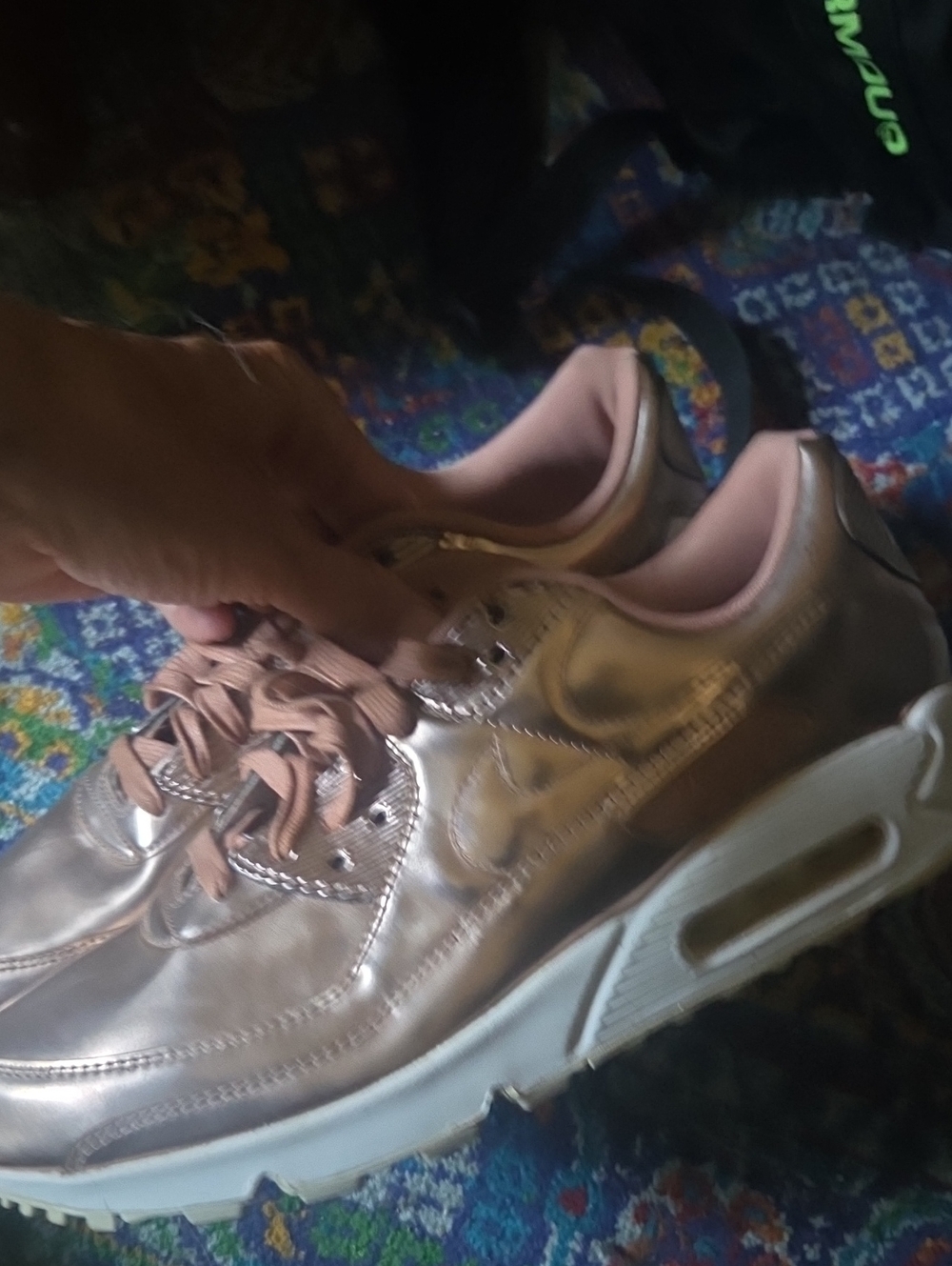Women’s Metallic Rose Gold Lace-Up Sneakers